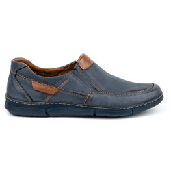 Pánské kožené nazouvací boty 62K navy blue