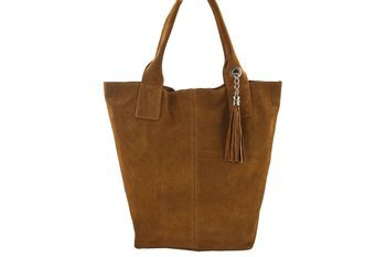 Shopper bag - Dámská semišová kabelka - Světle hnědá