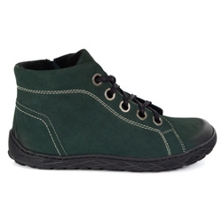 Dámské zimní kožené zateplené boty barefoot 1299 green nubuk