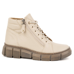 Dámské zimní zateplené kožené boty 1180 beige floter