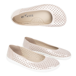 BAREFOOT Dámské minimalistické nazouvací lodičky 1771POL růžový satén s perforací