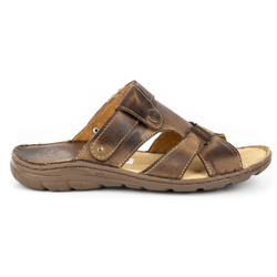 Pánské kožené žabky ŁUKPOL 866 brown