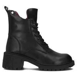 Filippo kožené kozačky na podpatku DBT6501/24 BK černá