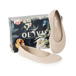 BAREFOOT Dámské minimalistické nazouvací lodičky 1771POL ažurové béžové barvy