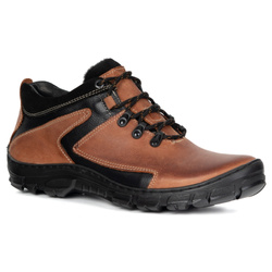 Pánské zimní trekové boty zateplené kožené 905KOM brick