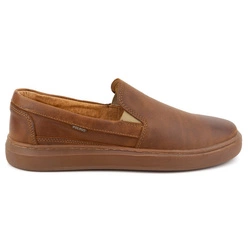 Buty męskie wsuwane ze skóry naturalnej POLBUT 2124 camel