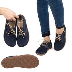 BAREFOOT Dámská minimalistická kožená obuv 1082 navy blue nubuk