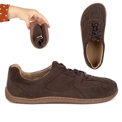 BAREFOOT minimalistická kožená obuv 0796W velur hnědá