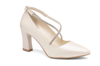 Kožené lodičky s ozdobnými křížovými pásky ecru BUTDAM