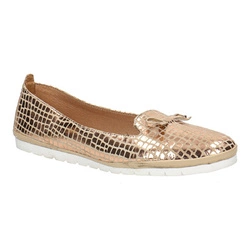Dámské kožené baleríny s mašlí Pollonus copper rosa croco 5-1336-006