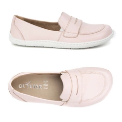 BAREFOOT Elegantní dámské minimalistické kožené mokasíny 1280 powder pink