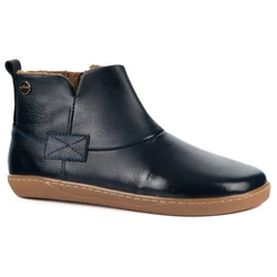 Dámské zimní boty barefoot kožené Z-B07 tmavě modré na zip