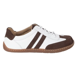 BAREFOOT dámská kožená minimalistická obuv 1287 bílá s hnědým nubukem tenisky