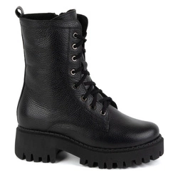 Dámské zateplené kožené boty 401BB pea black