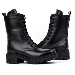 Kožené dámské vysoké boty 1064 černé