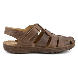 Pánské kožené sandály na suchý zip 211 hnědé