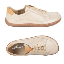 BAREFOOT Dámské minimalistické kožené tenisky OLIVIER 1282 beige