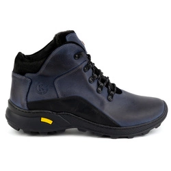 Pánské zimní kožené boty 903K navy blue