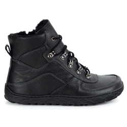 Dámské zimní boty barefoot kožené zateplené vlněné široké přední černé 1292