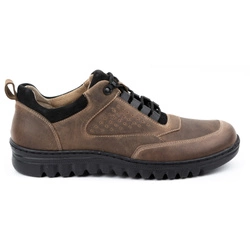 Pánská kožená obuv pro volný čas 0228W khaki