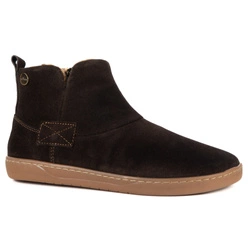 Dámské zimní boty barefoot kožené Z-B07 hnědé velurové na zip