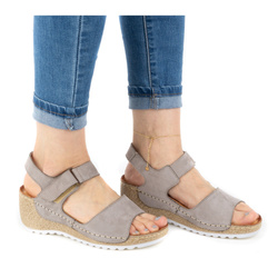 Pohodlné dámské kožené sandály 0474W šedé