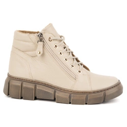 Dámské zimní zateplené kožené boty 1180 beige floter