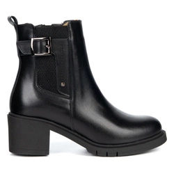 Dámské kožené kozačky 405BB na podpatku černé