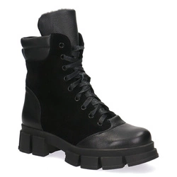 Pollonus black verona + velur zateplené dámské boty na zip 5-1581-007