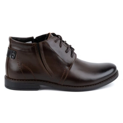 Pánské zimní kožené boty tmavě hnědé 336LU - Olivier boots