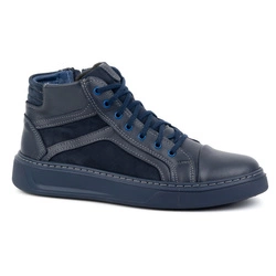 Pánské zimní kožené tenisky 886K navy blue