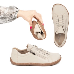 Dámské kožené minimalistické boty barefoot 1242 beige