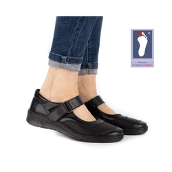 Dámská kožená polobotka na suchý zip 0580W černá