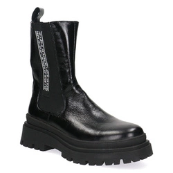 Dámské kožené boty na silné podrážce Pollonus black face 5-1579-002