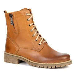 Dámské kožené boty Lauren zateplené vlnou červené