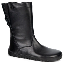 Barefoot Vivian kožené polobotky zimní podrážka nulová kapka černá tvář