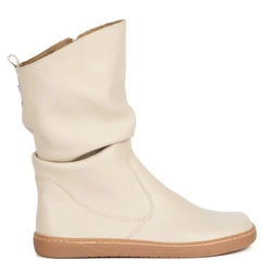 Dámské boty BAREFOOT zateplené kožené boty Freja polish beige face