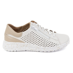 Dámské ažurové kožené polobotky 0720PW bílé