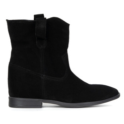 Dámské kozačky na platformách semišové BUTDAM černé kožené