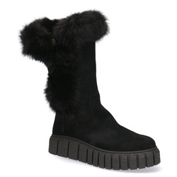 Pollonus dámské kožené kozačky černé velurové 5-1569-001