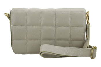 Módní prošívaná kožená kabelka - světle béžová