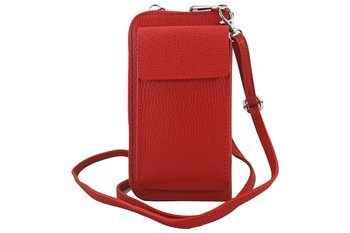 Peněženka / pouzdro na telefon z přírodní kůže - jasně červená