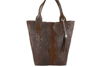 Módní kožená taška - CROCO - hnědá