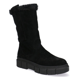 Pollonus dámské kožené boty černé velurové 5-1433-001