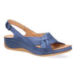 Pollonus dámské kožené sandály na platformě modré 5-0686-037