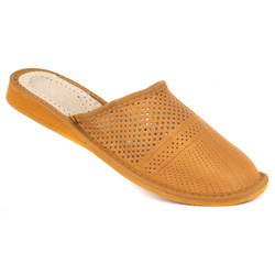 Dámské pantofle kožené horské pantofle M130 hnědé