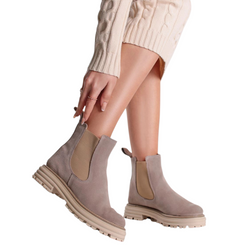 Butdam WOS1 béžové semišové dámské pantofle