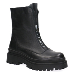 Kožené boty,bagery na silné podrážce Pollonus black verona 5-1601-004