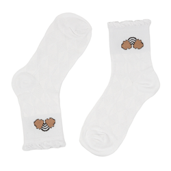 Dámské bavlněné ponožky bílé duhové