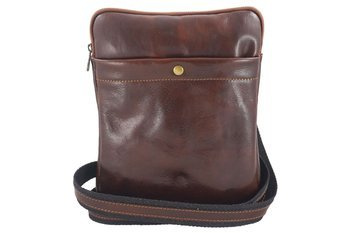 Módní pánská kožená taška s nastavitelným popruhem - hnědá
